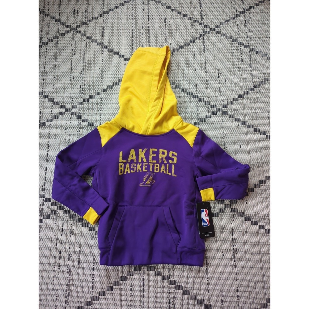 Los Angeles Lakers Kids Size Medium 5-6 Pullover Sweater With Hoodie
